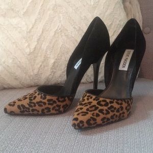 Steve Madden Suede Heels Black and Leopard Print